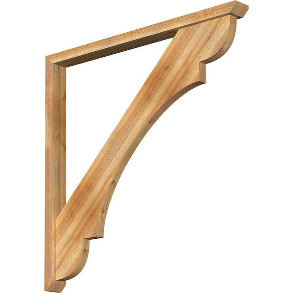 Ekena Millwork Olympic Slat Rough Sawn Bracket w/ Offset Brace, Western Red Cedar, 4"W x 48"D x 48"H BKT0402X48X48OLY06RWR - main